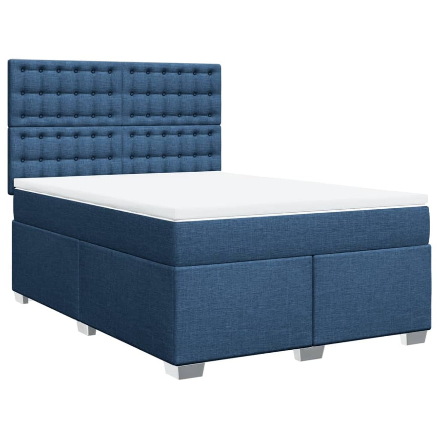 Boxspring met matras stof blauw 140x200 cm