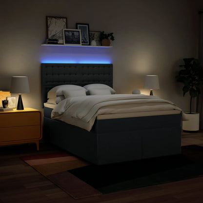 Boxspring met matras stof blauw 140x200 cm