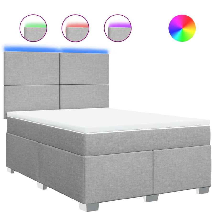 Boxspring met matras stof lichtgrijs 160x200 cm