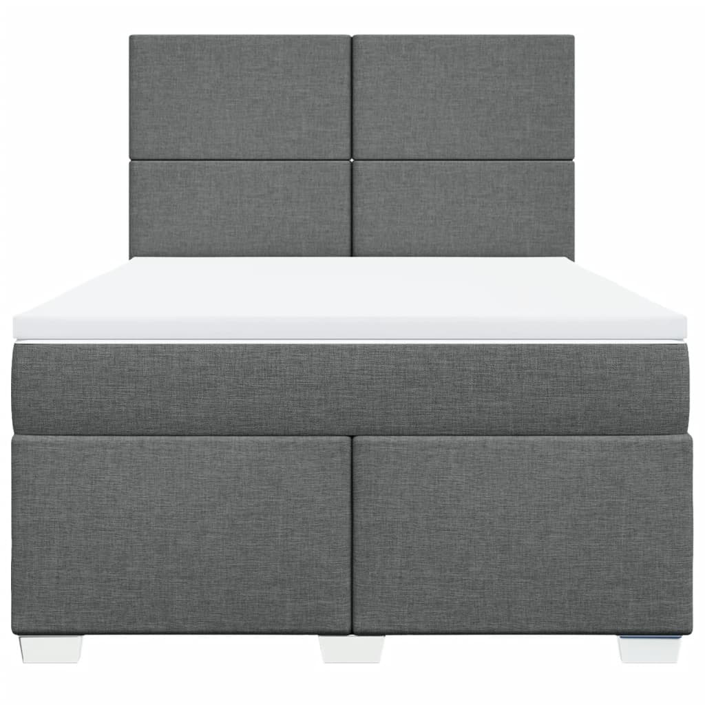 Boxspring met matras stof donkergrijs 160x200 cm