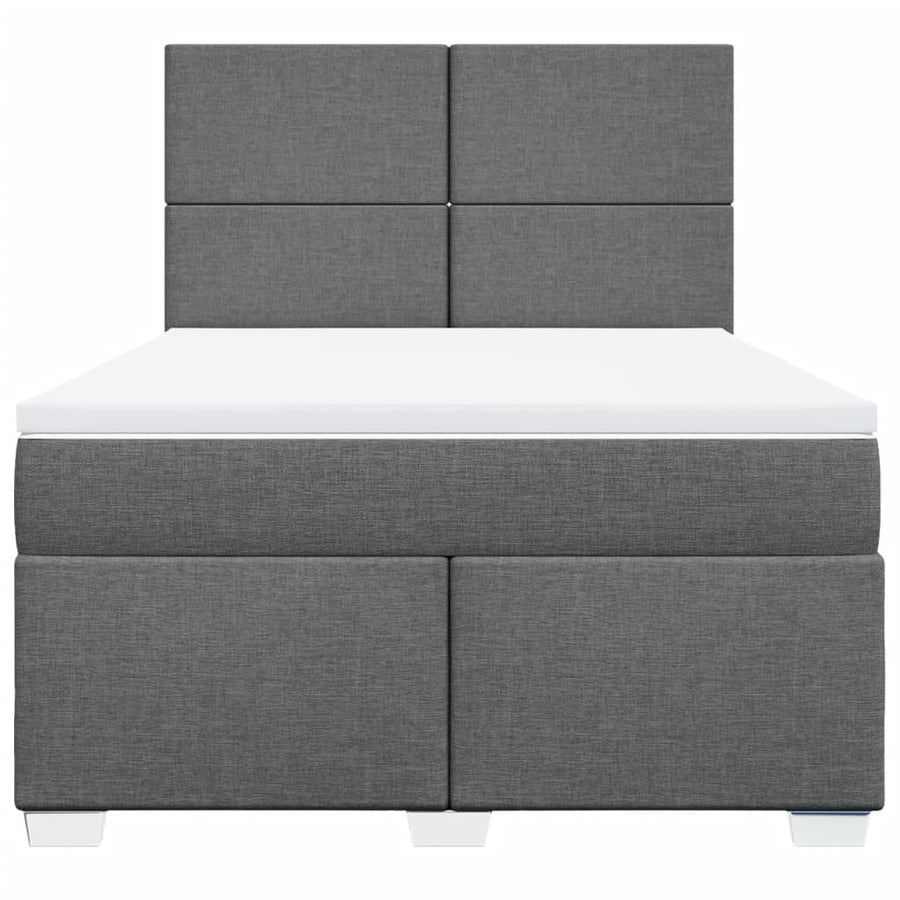 Boxspring met matras stof donkergrijs 160x200 cm