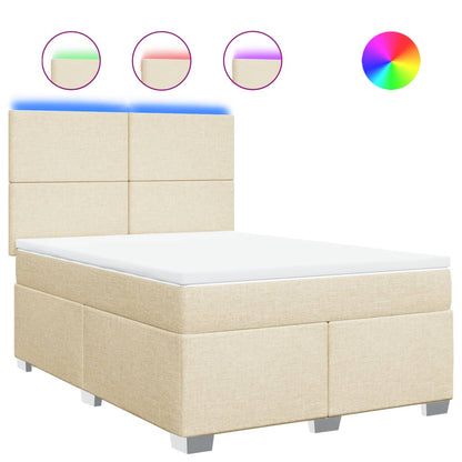 Boxspring met matras stof crèmekleurig 160x200 cm