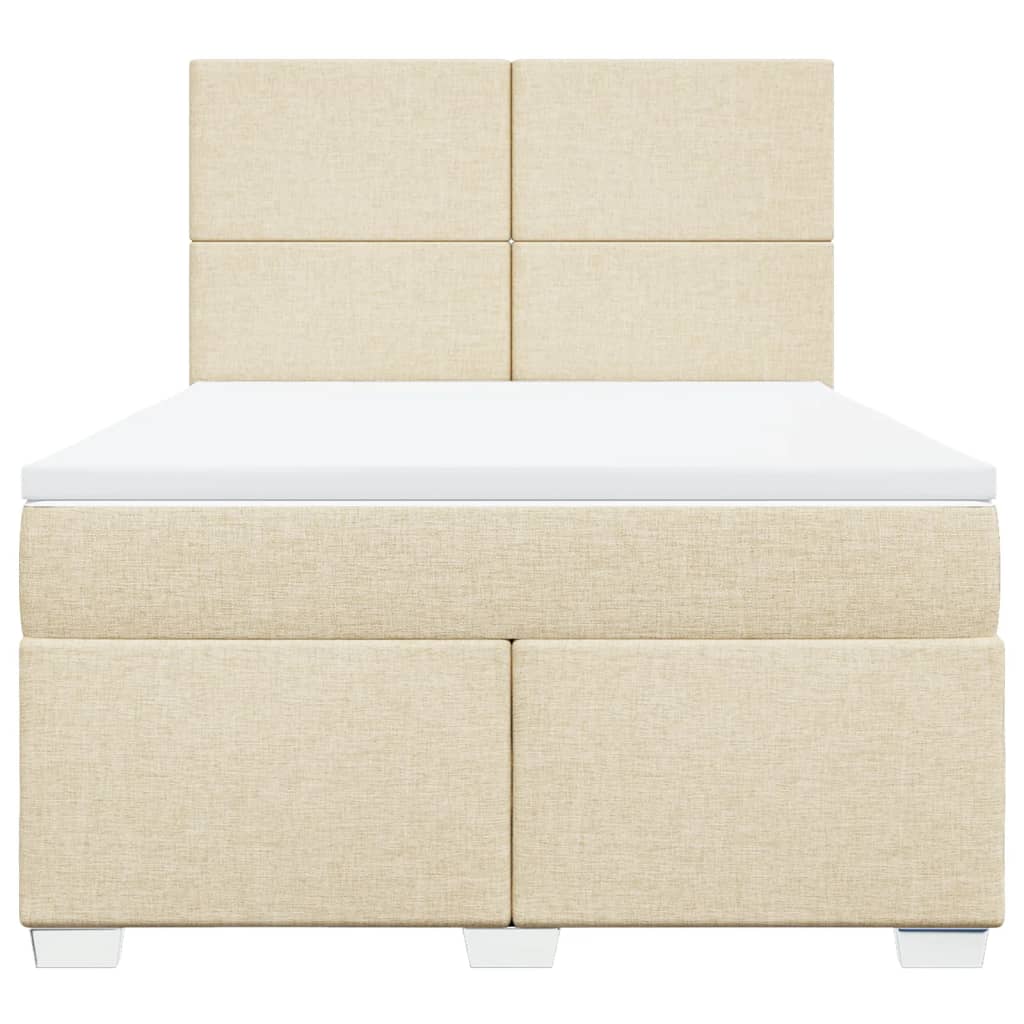 Boxspring met matras stof crèmekleurig 160x200 cm