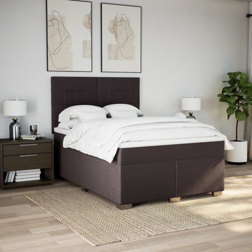 Boxspring met matras stof donkerbruin 160x200 cm