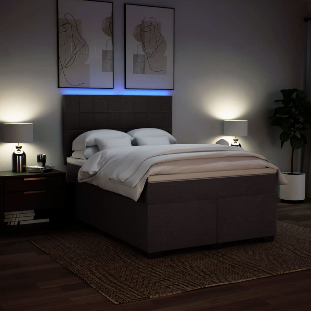 Boxspring met matras stof donkerbruin 160x200 cm