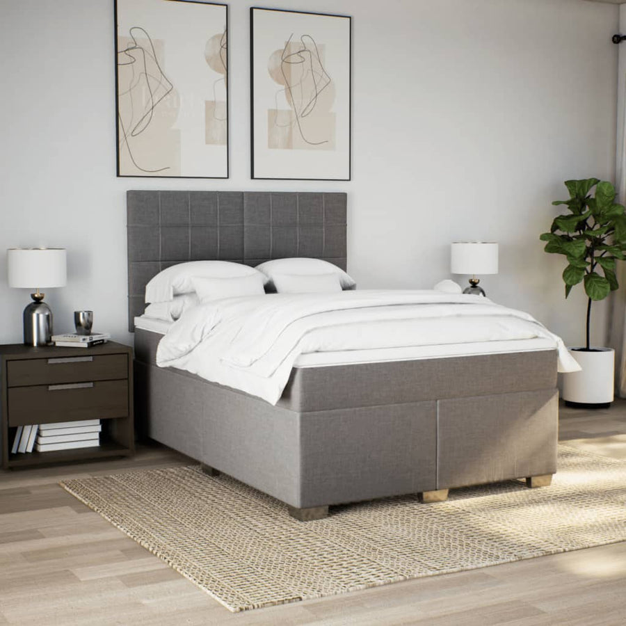 Boxspring met matras stof taupe 160x200 cm