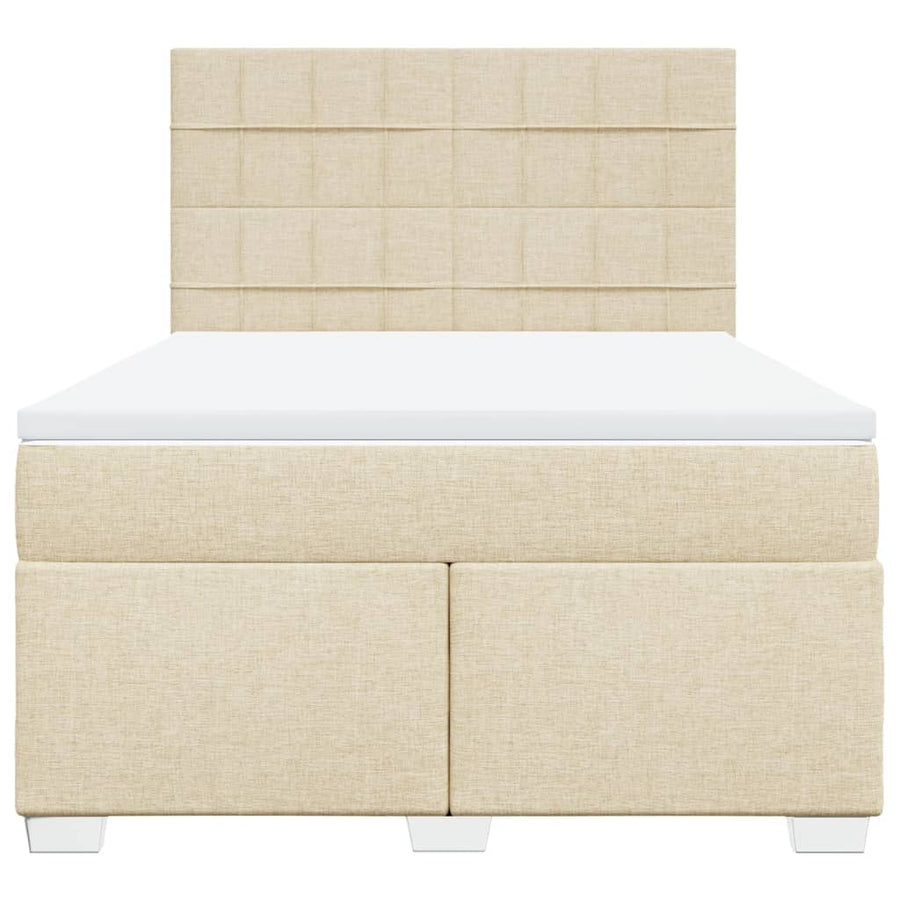 Boxspring met matras stof crèmekleurig 160x200 cm