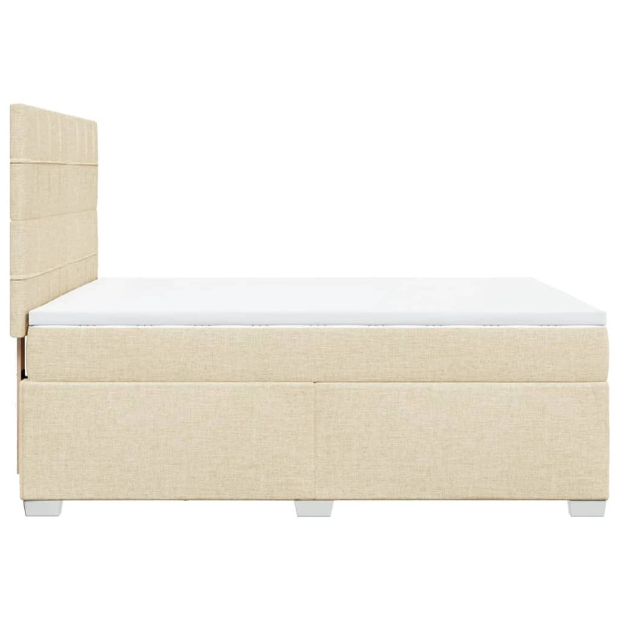Boxspring met matras stof crèmekleurig 160x200 cm