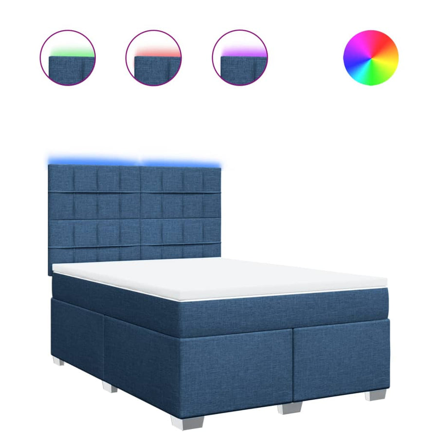 Boxspring met matras stof blauw 160x200 cm