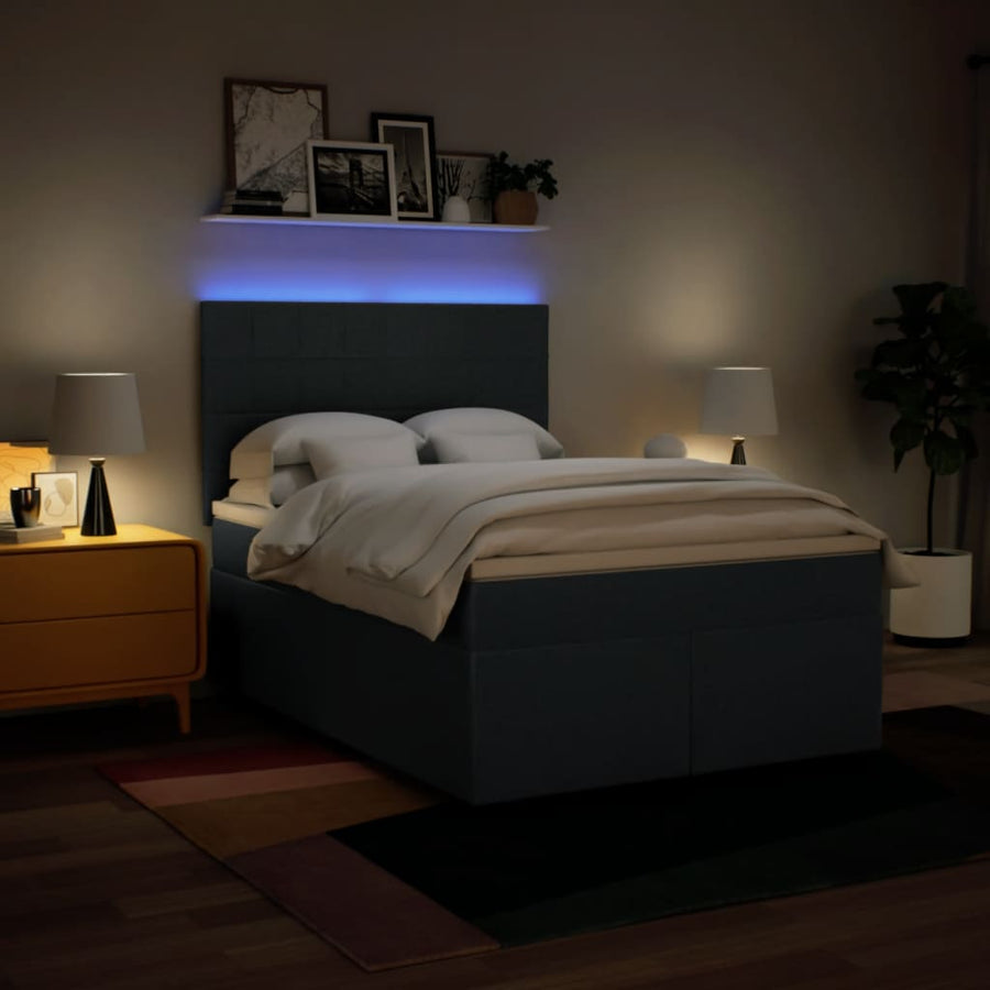 Boxspring met matras stof blauw 160x200 cm