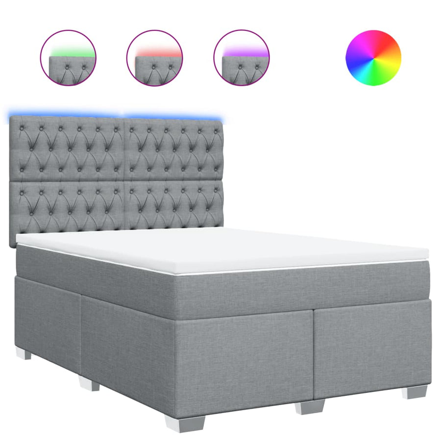 Boxspring met matras stof lichtgrijs 160x200 cm