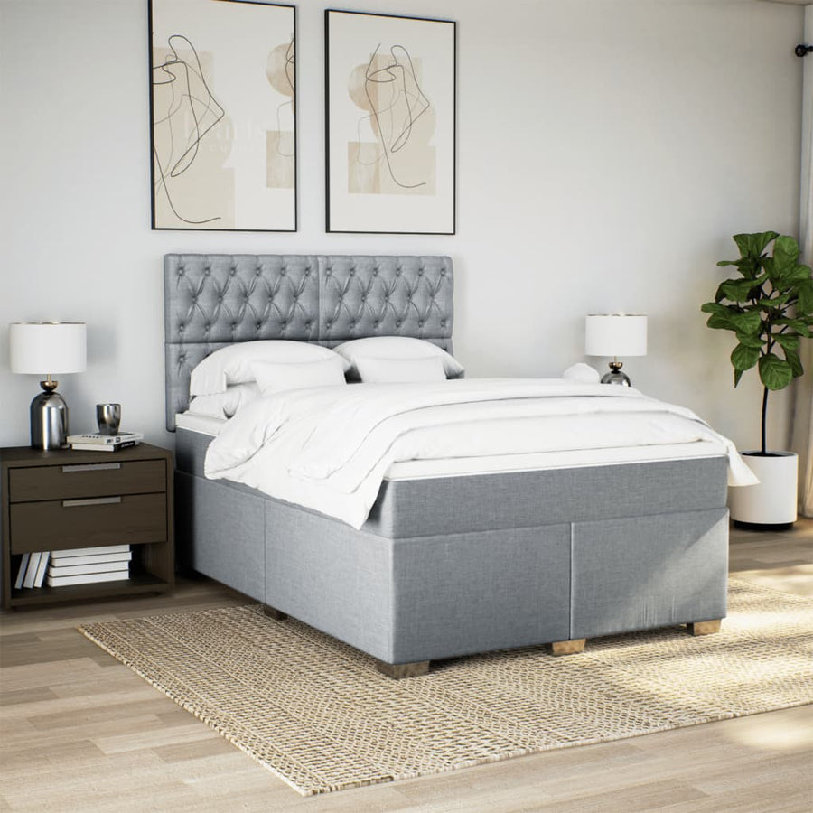Boxspring met matras stof lichtgrijs 160x200 cm