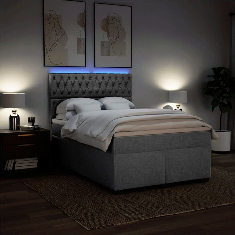 Boxspring met matras stof lichtgrijs 160x200 cm