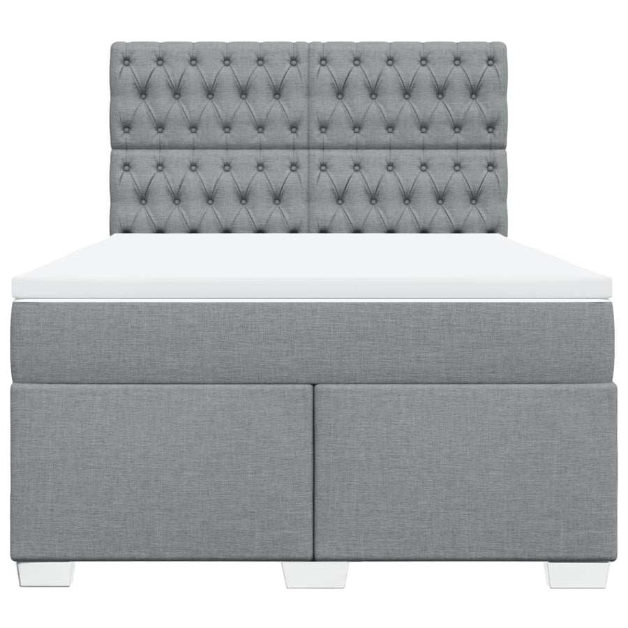 Boxspring met matras stof lichtgrijs 160x200 cm