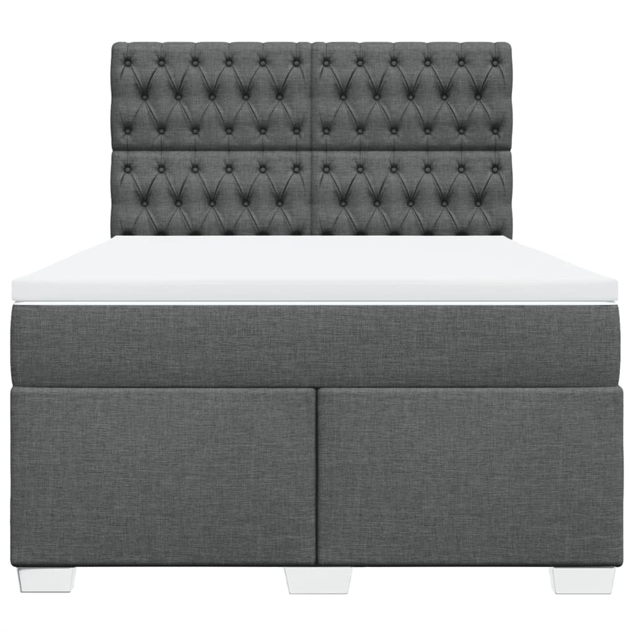 Boxspring met matras stof donkergrijs 160x200 cm