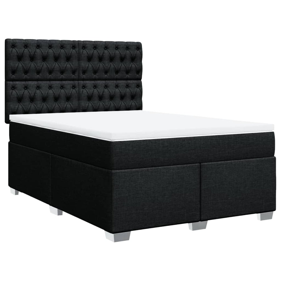 Boxspring met matras stof zwart 160x200 cm