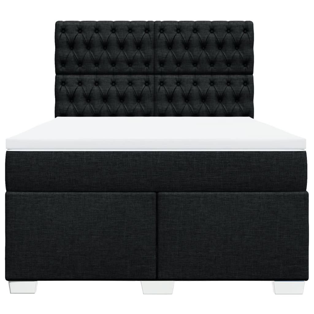 Boxspring met matras stof zwart 160x200 cm