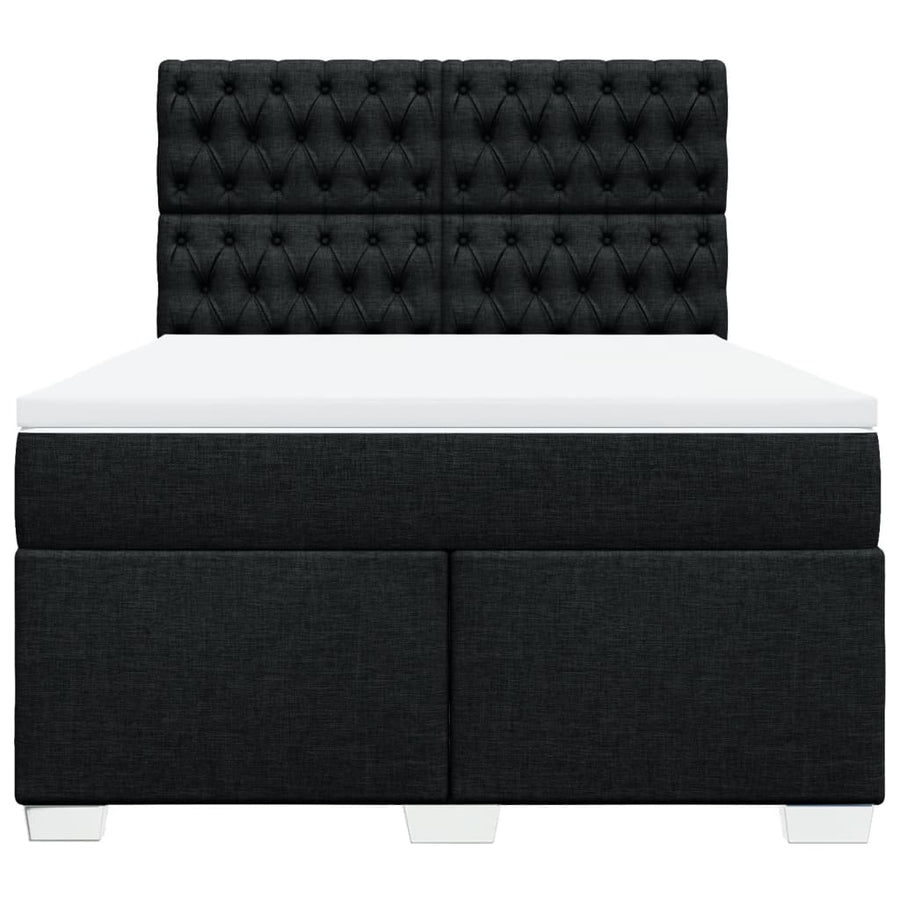 Boxspring met matras stof zwart 160x200 cm