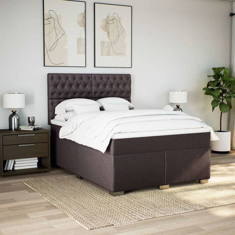 Boxspring met matras stof donkerbruin 160x200 cm