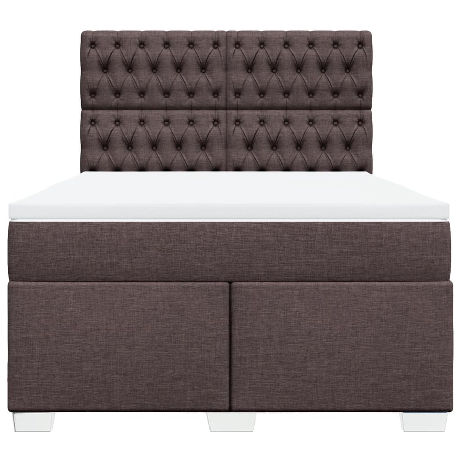 Boxspring met matras stof donkerbruin 160x200 cm
