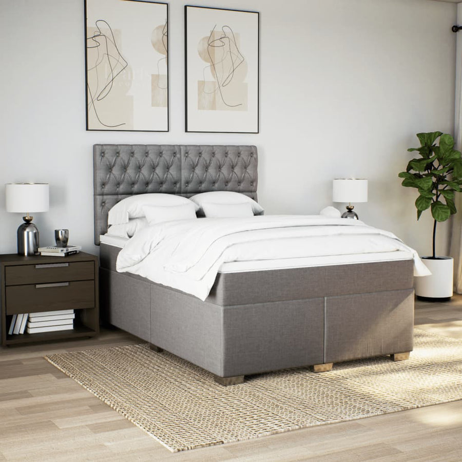 Boxspring met matras stof taupe 160x200 cm