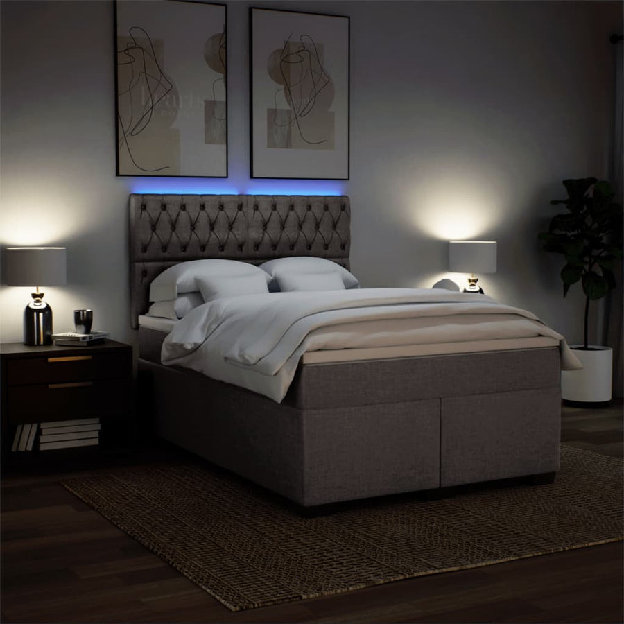 Boxspring met matras stof taupe 160x200 cm