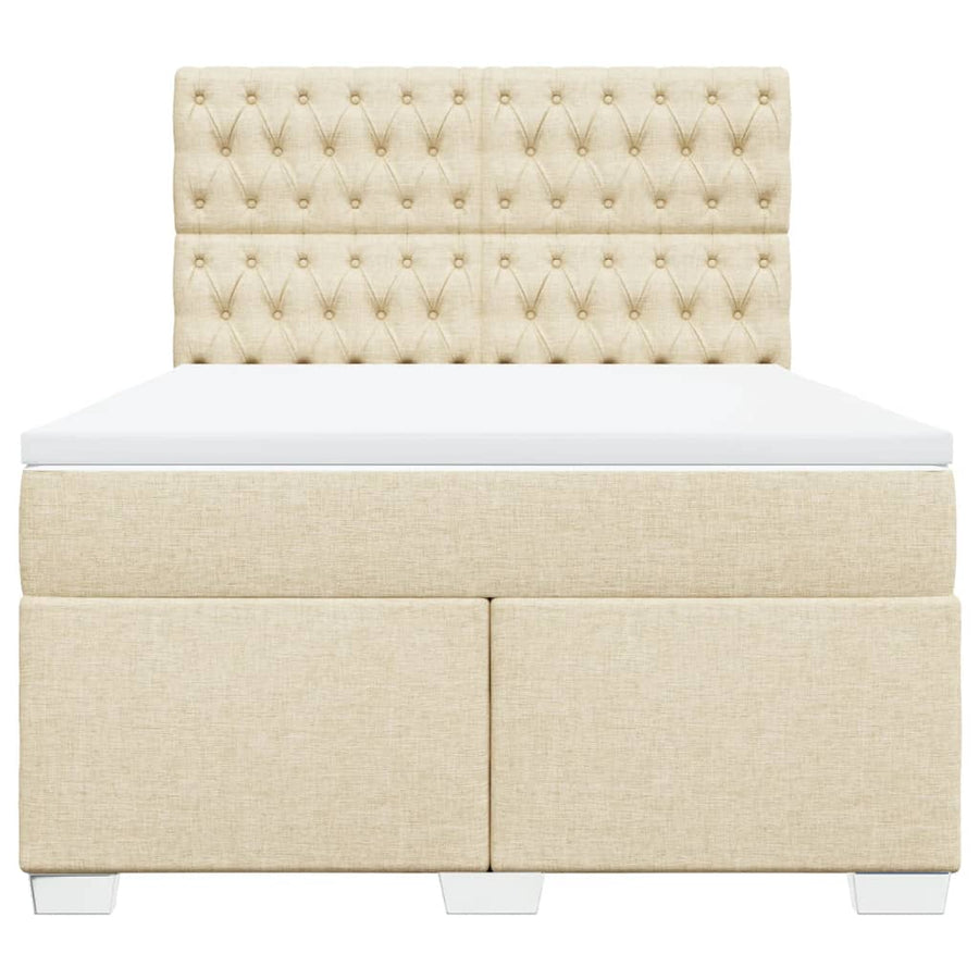 Boxspring met matras stof crèmekleurig 160x200 cm