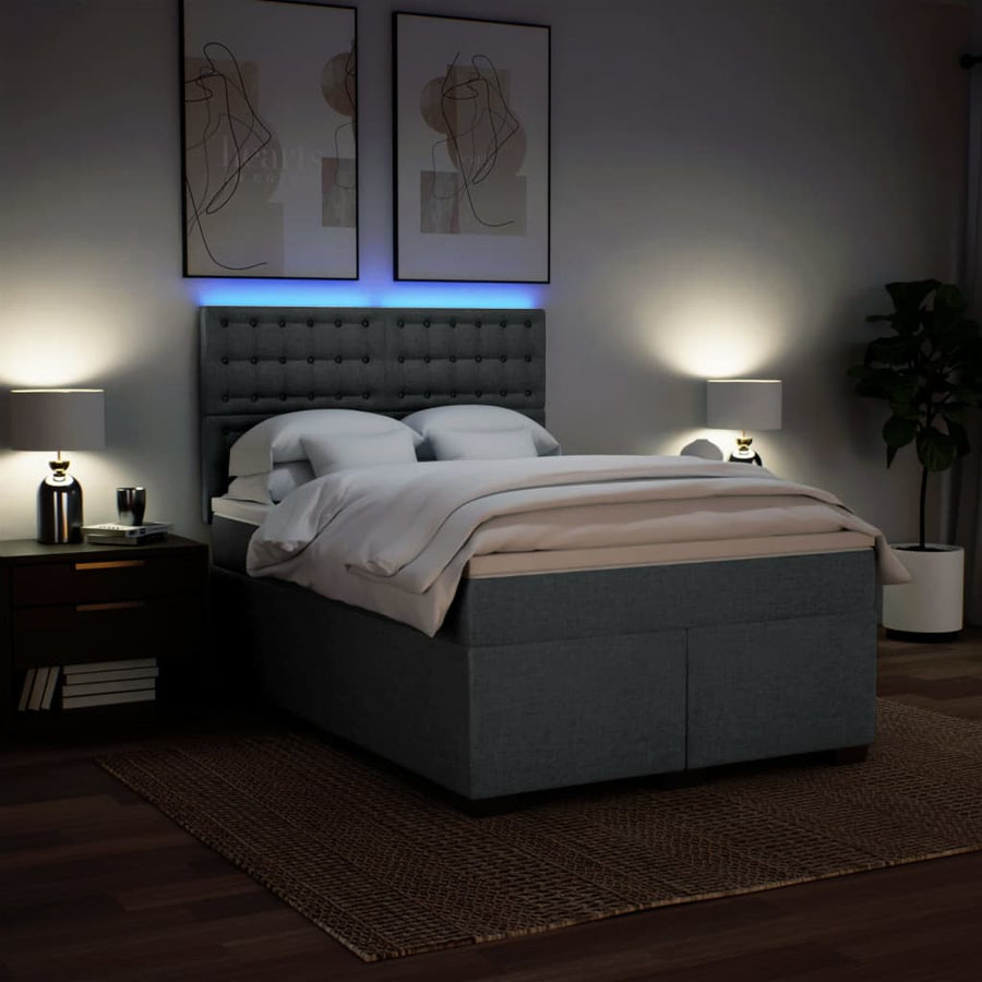 Boxspring met matras stof lichtgrijs 160x200 cm