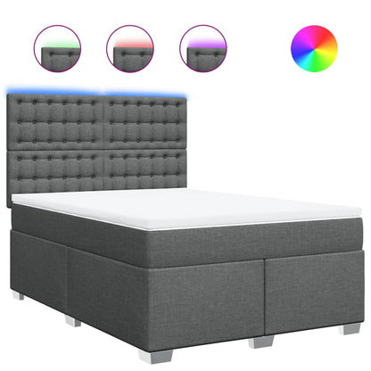 Boxspring met matras stof donkergrijs 160x200 cm