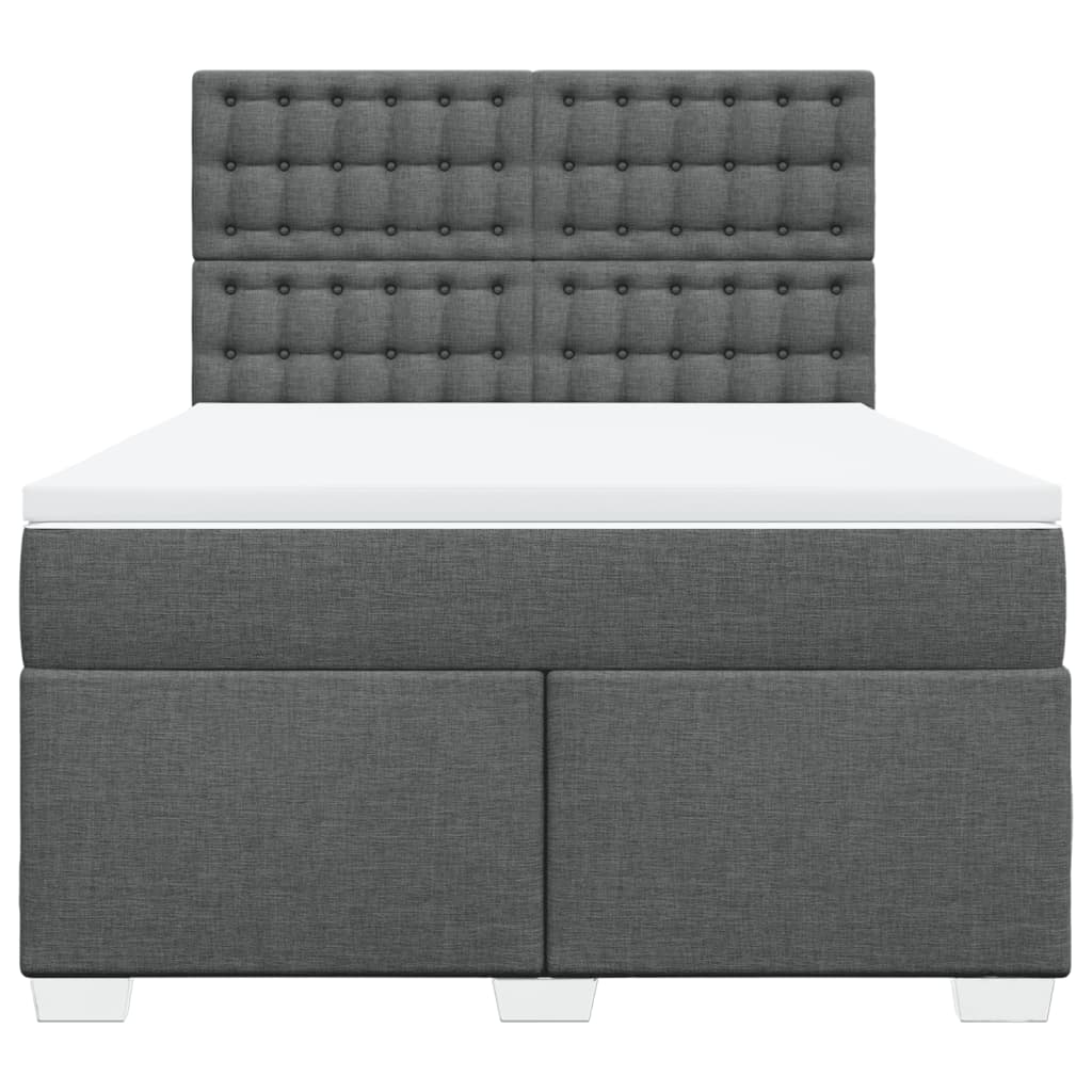 Boxspring met matras stof donkergrijs 160x200 cm