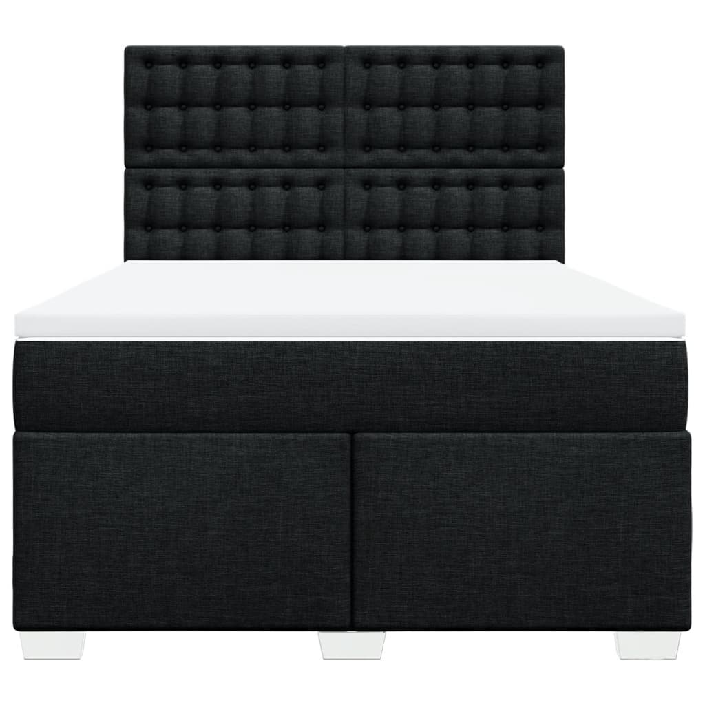 Boxspring met matras stof zwart 160x200 cm