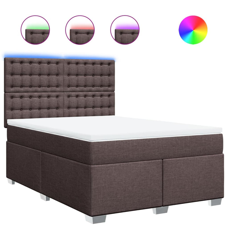 Boxspring met matras stof donkerbruin 160x200 cm