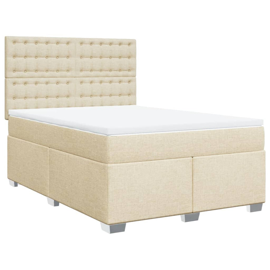 Boxspring met matras stof crèmekleurig 160x200 cm