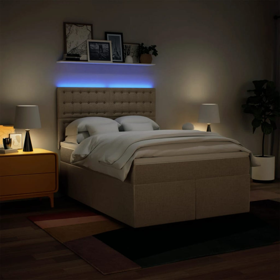 Boxspring met matras stof crèmekleurig 160x200 cm