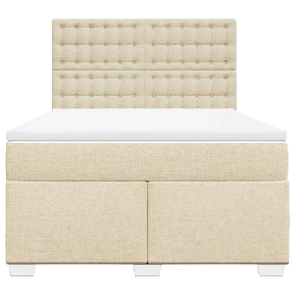 Boxspring met matras stof crèmekleurig 160x200 cm