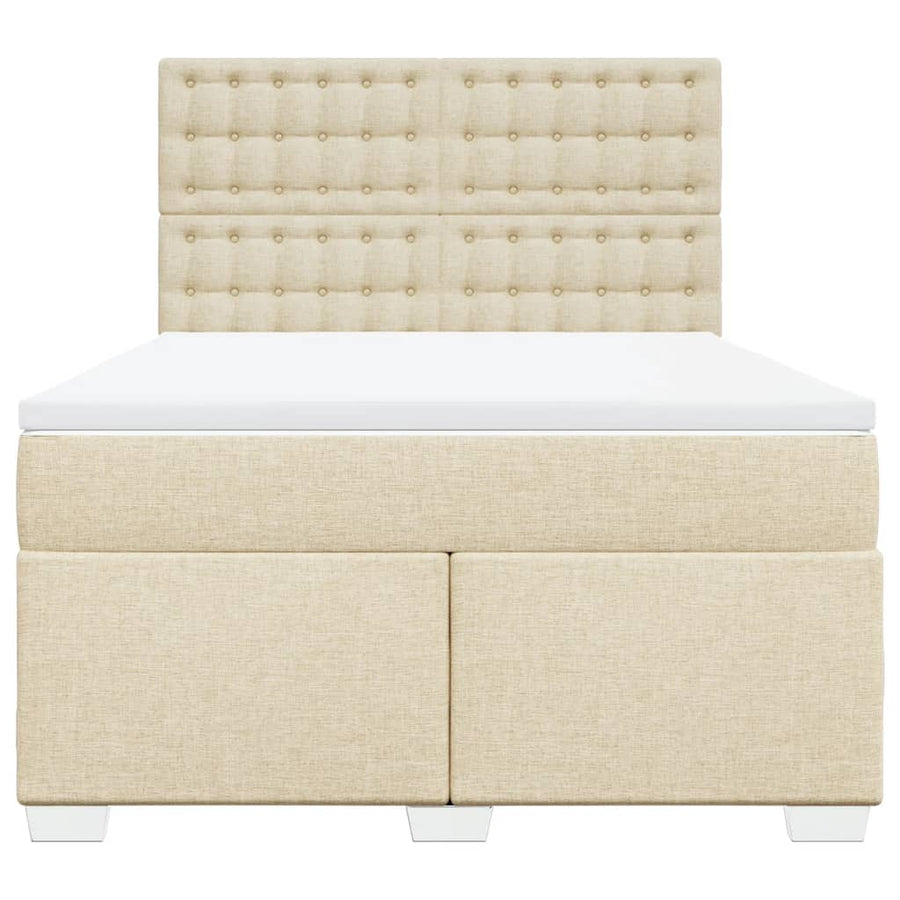 Boxspring met matras stof crèmekleurig 160x200 cm