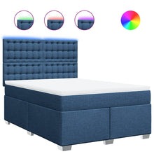 Boxspring met matras stof blauw 160x200 cm