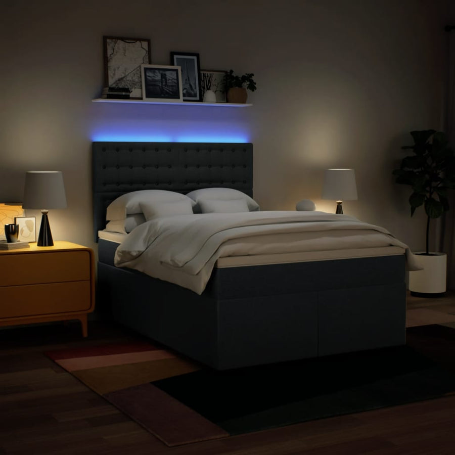 Boxspring met matras stof blauw 160x200 cm