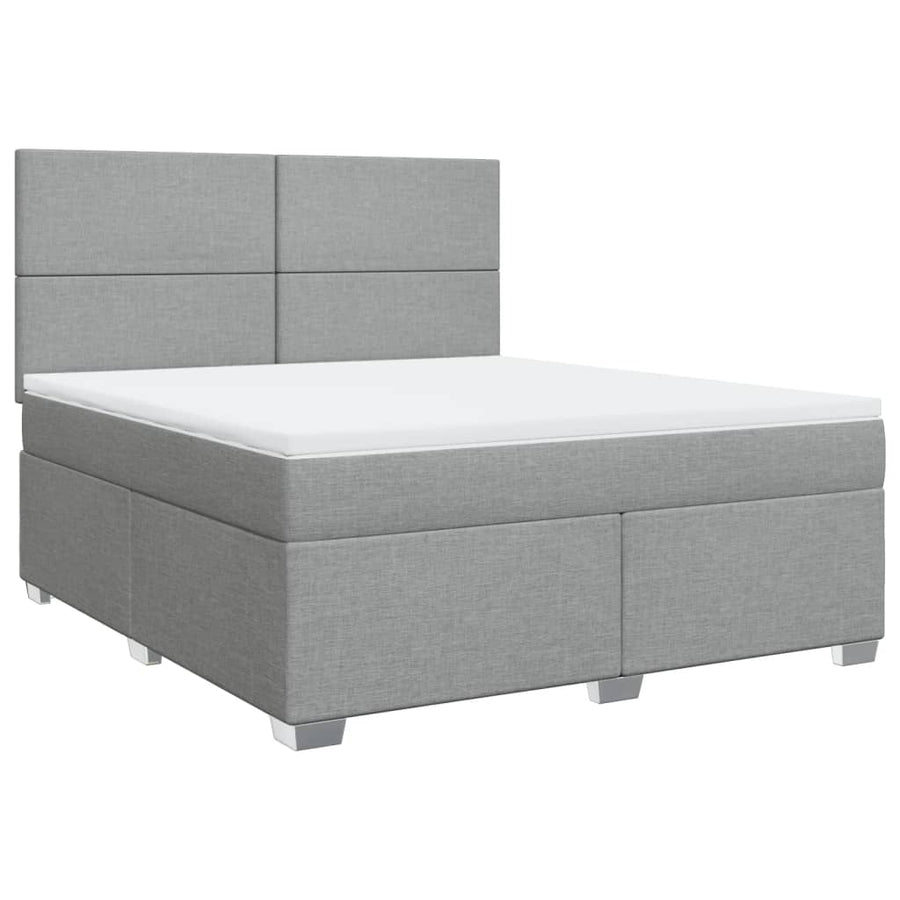 Boxspring met matras stof lichtgrijs 180x200 cm