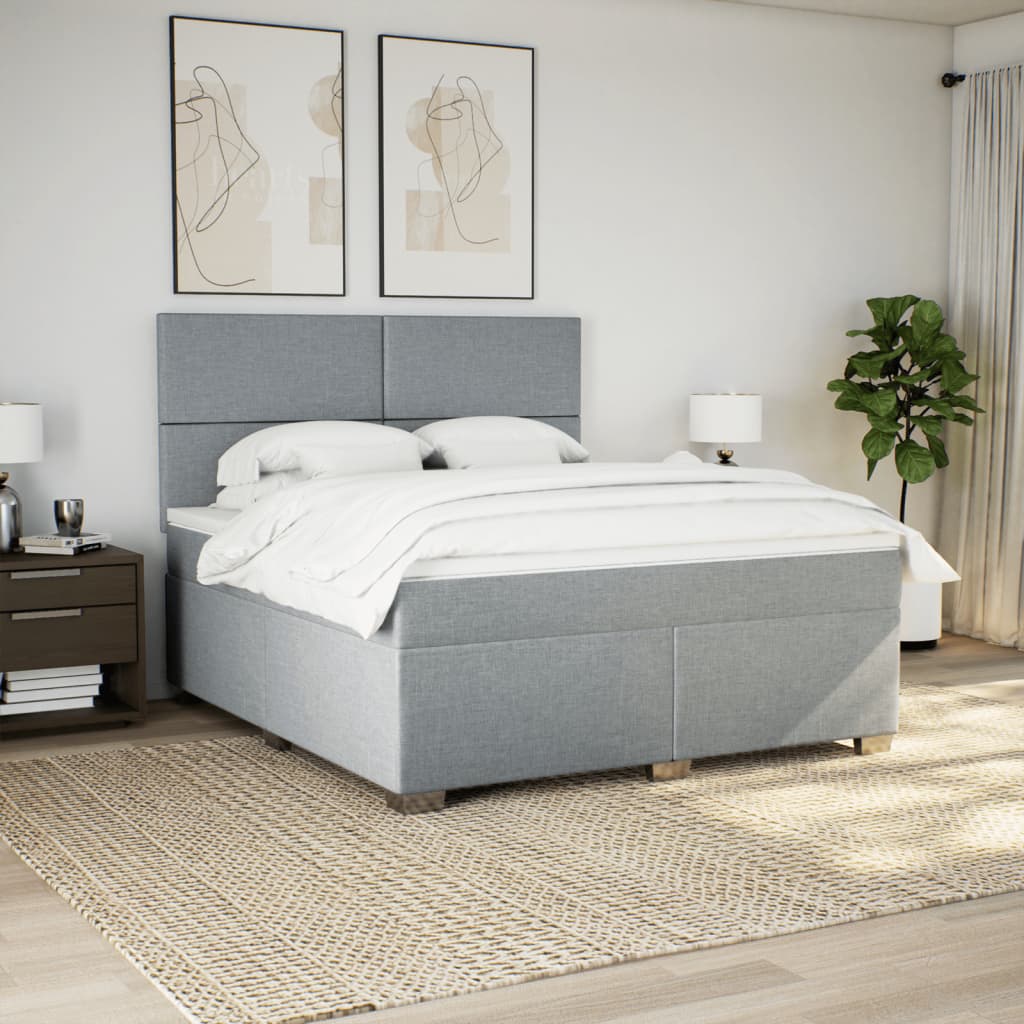Boxspring met matras stof lichtgrijs 180x200 cm