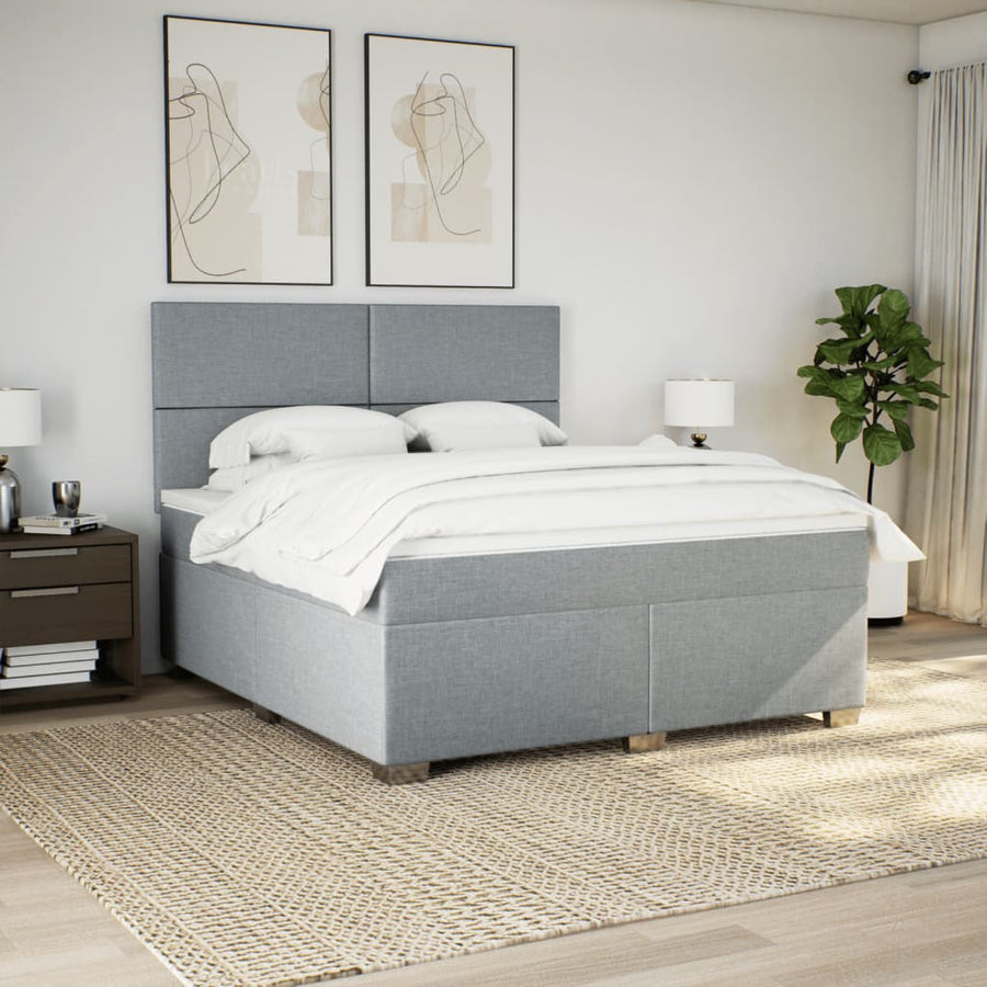 Boxspring met matras stof lichtgrijs 180x200 cm