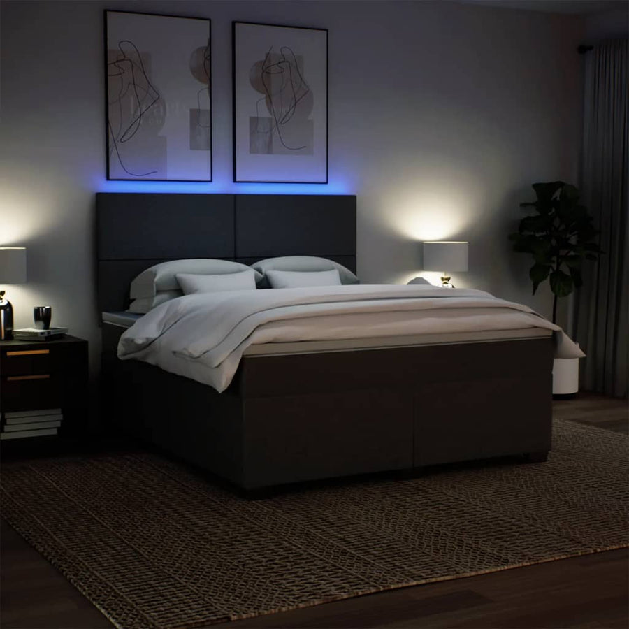 Boxspring met matras stof lichtgrijs 180x200 cm