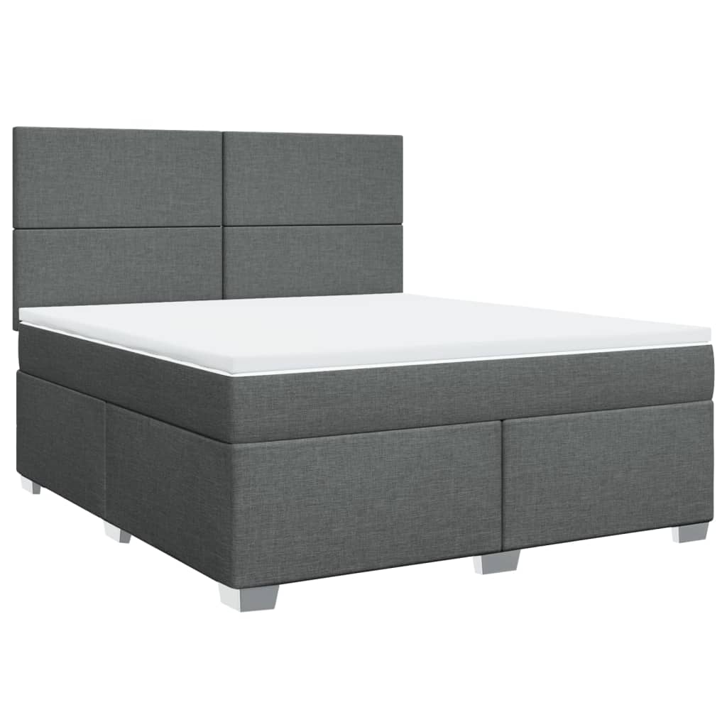Boxspring met matras stof donkergrijs 180x200 cm