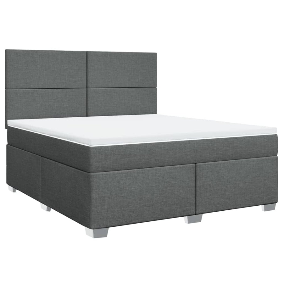 Boxspring met matras stof donkergrijs 180x200 cm