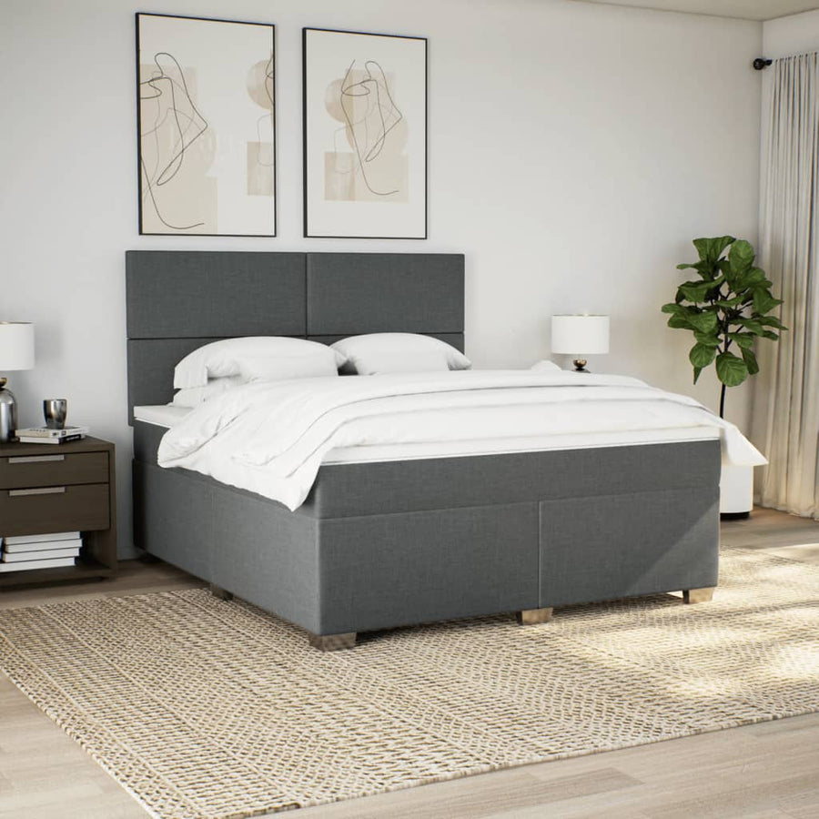 Boxspring met matras stof donkergrijs 180x200 cm