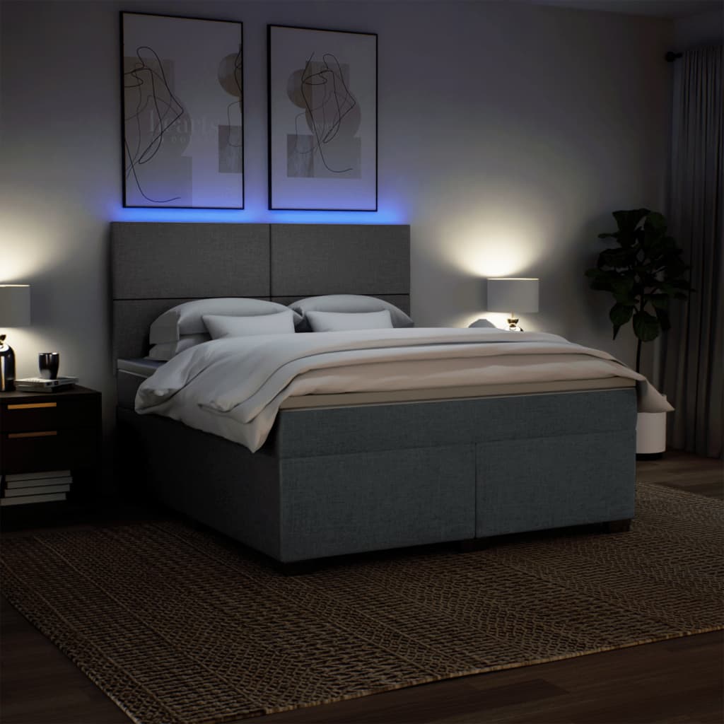 Boxspring met matras stof donkergrijs 180x200 cm