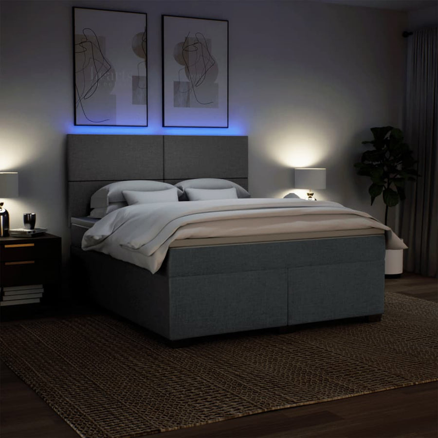 Boxspring met matras stof donkergrijs 180x200 cm