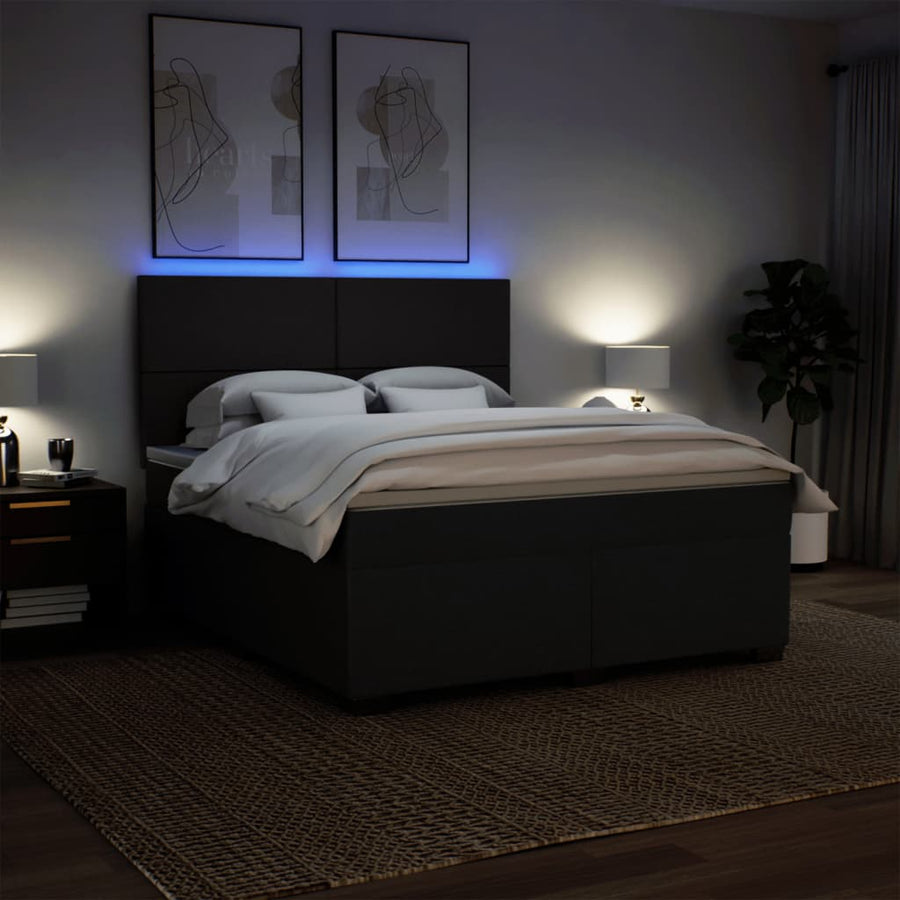 Boxspring met matras stof zwart 180x200 cm