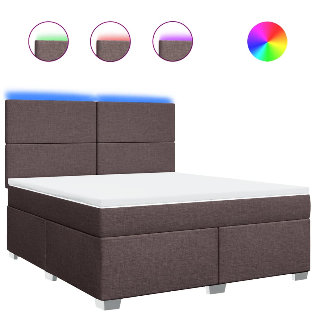 Boxspring met matras stof donkerbruin 180x200 cm