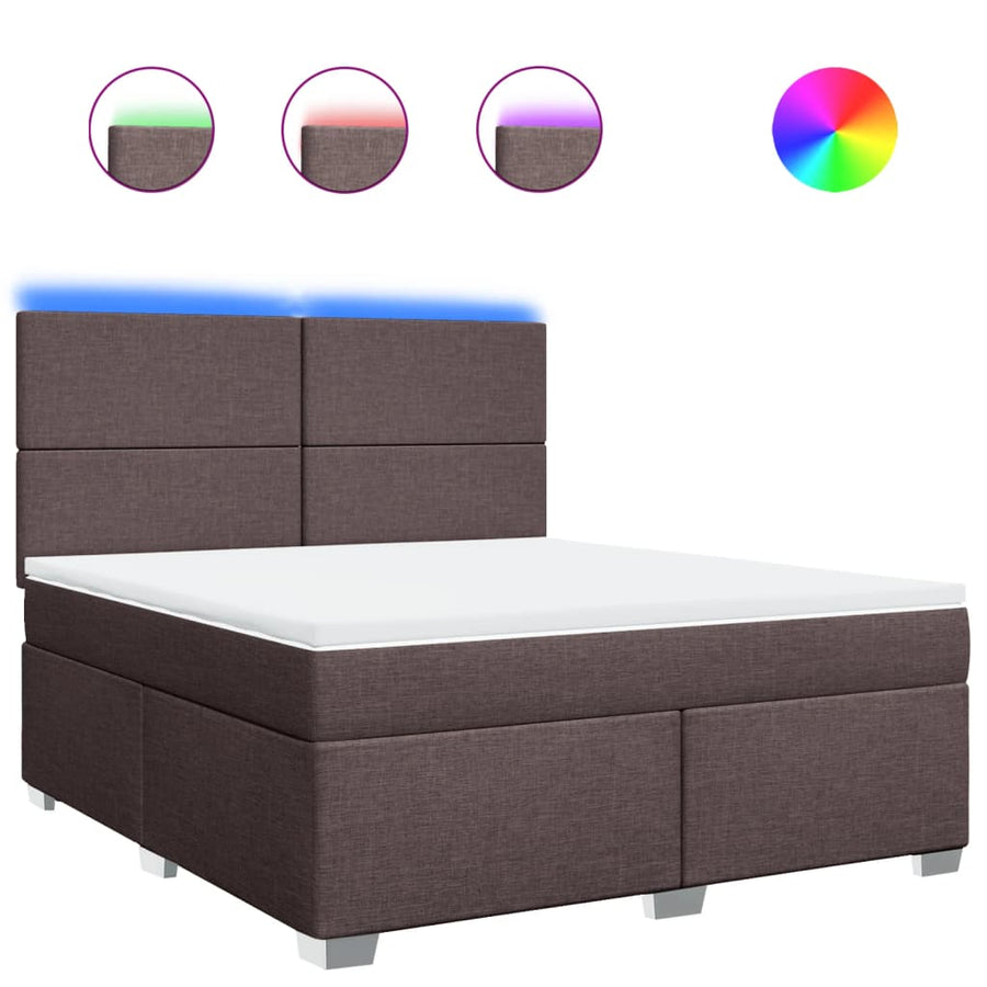Boxspring met matras stof donkerbruin 180x200 cm